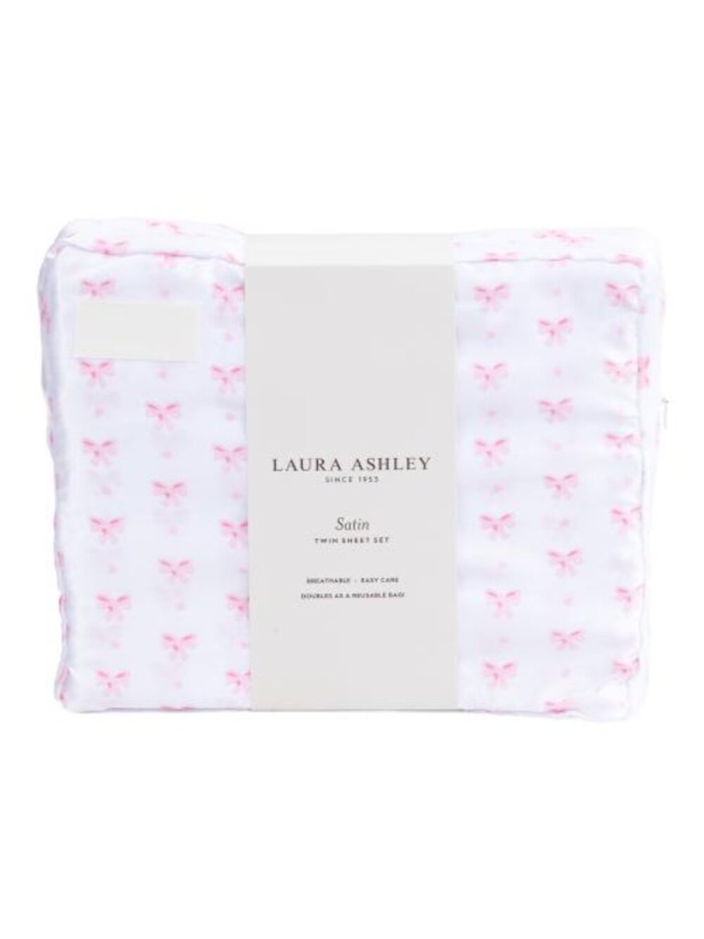 LAURA ASHLEY Hearts And Bows Satin Sheet Set